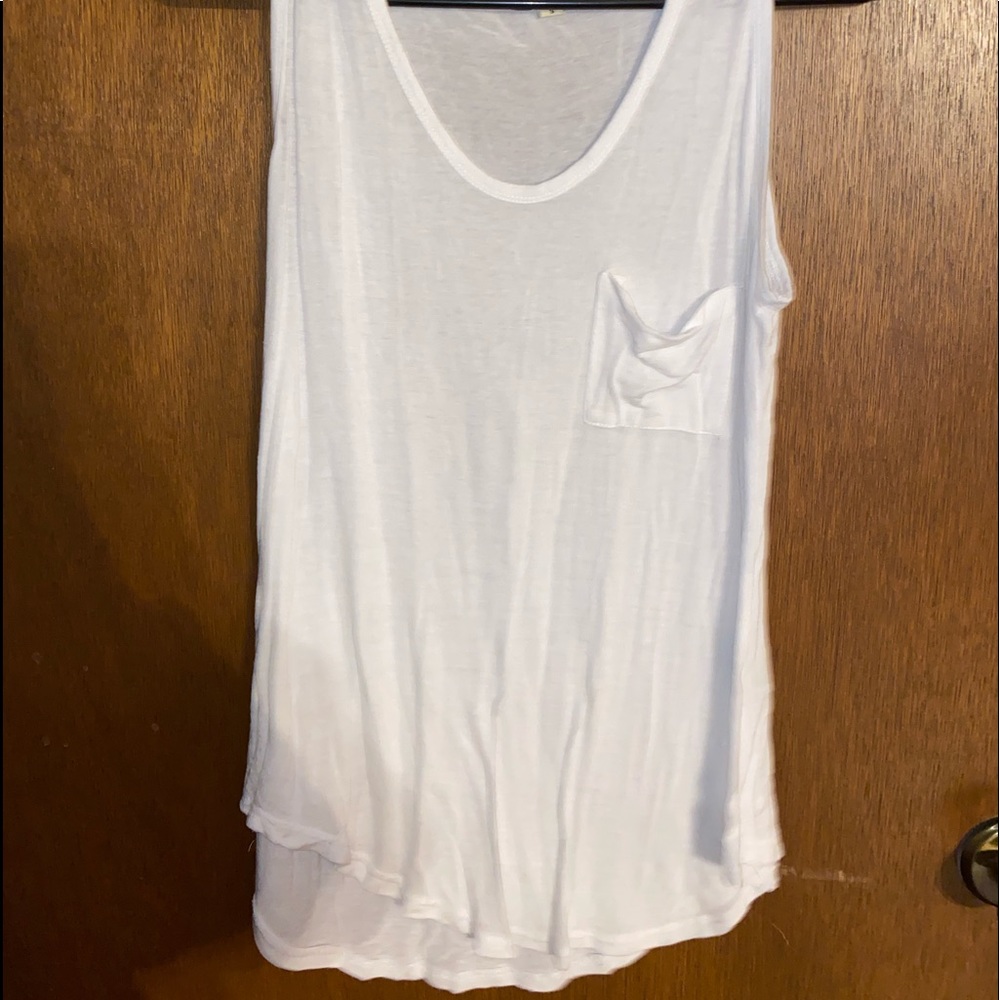 white see through tank with pocket